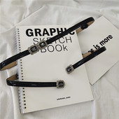 镶黑色钻细腰带女装 饰腰封配裙子复古可调节细皮带百搭束腰黑色