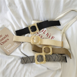 简约大理石纹弹针扣腰带女百搭连衣裙裙子皮带韩版 饰腰封女宽 装