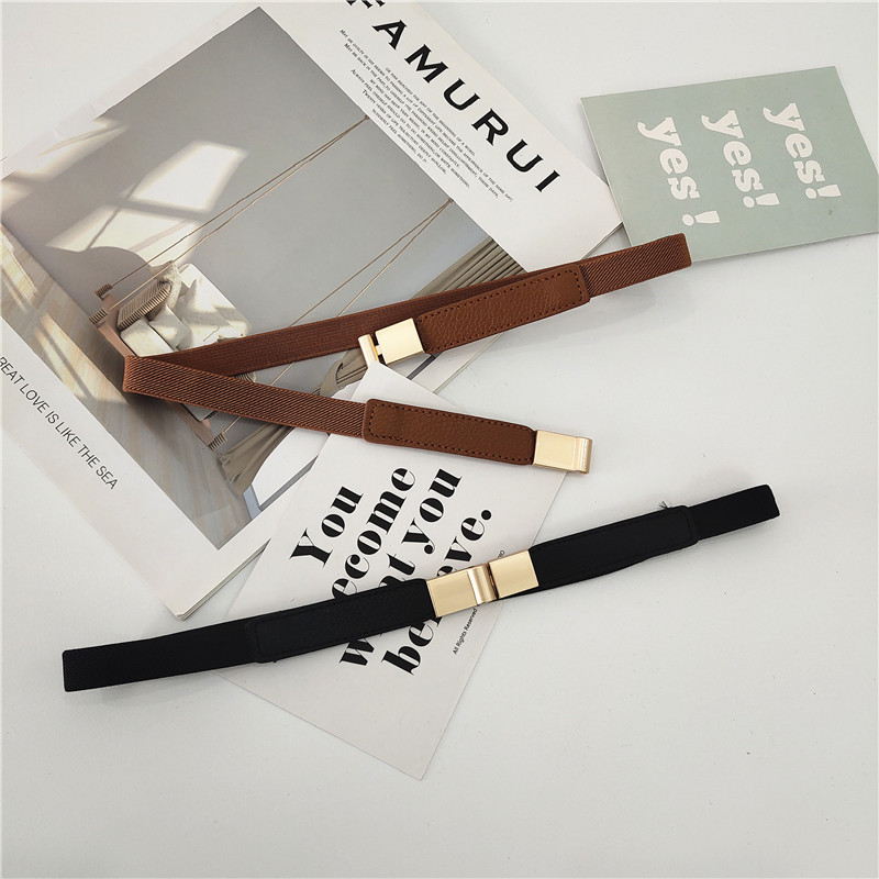 金属小卡扣复古松紧弹力简单腰带