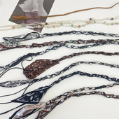 韩国腰果花丝带腰带女配连衣裙子外套收腰简约百搭装 饰小皮带细款