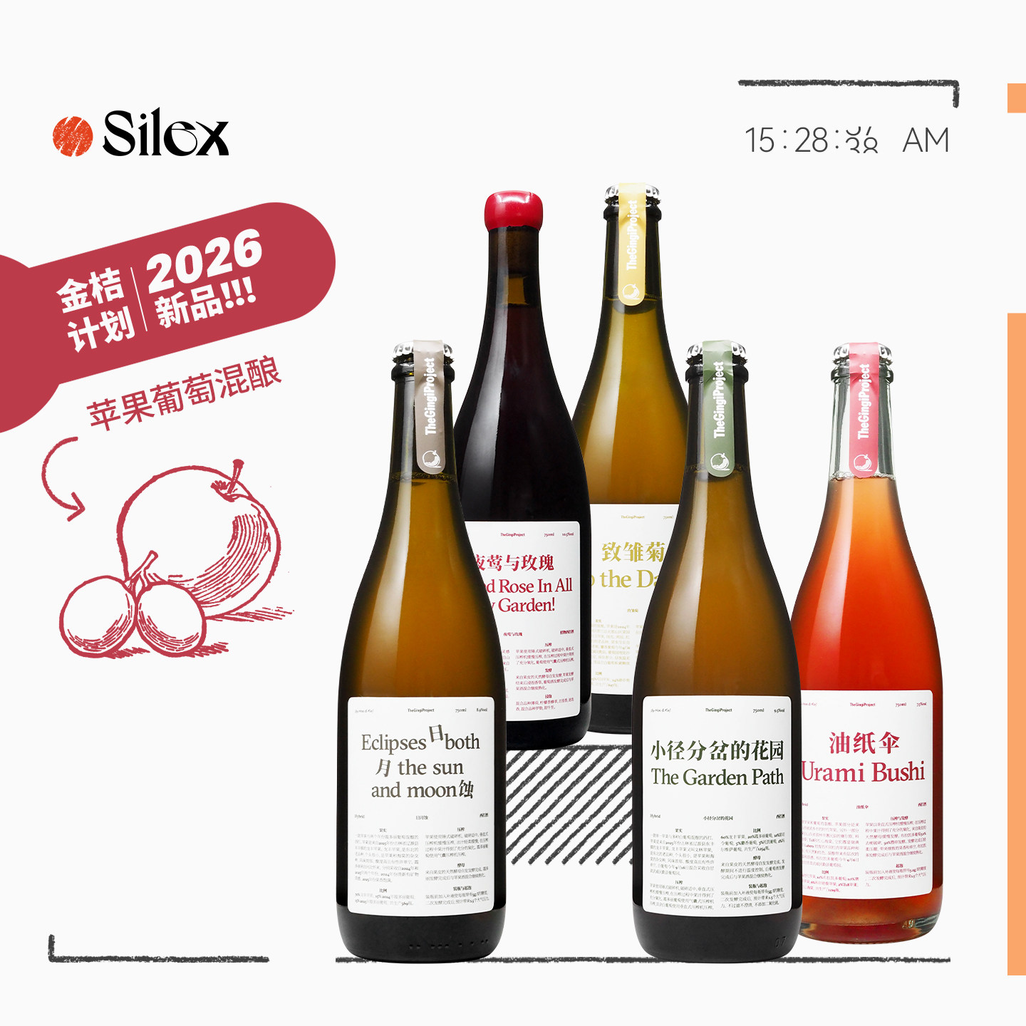 金桔计划全新苹果葡萄先锋混酿油纸伞/致雏菊/日月蚀西打酒自然酒