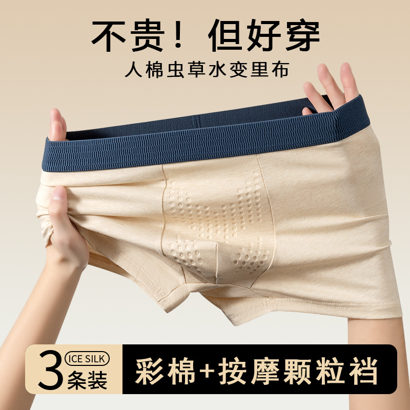 按摩裆虫草唤醒彩棉内裤男士平角
