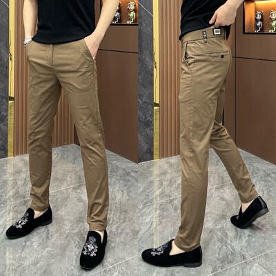 春夏商务修身欧货直筒简约休闲裤