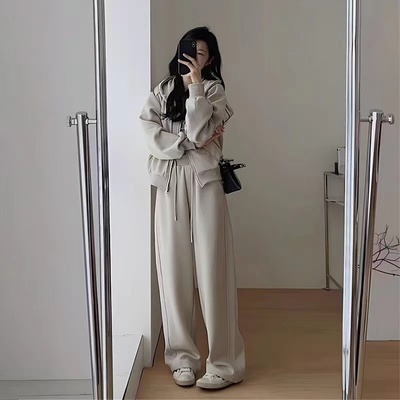 早秋高级感卫衣阔腿裤套装女