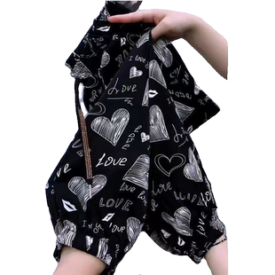 冰丝裤女夏季薄款2024新款花裤子洋气花朵外穿休闲裤速干九分裤潮