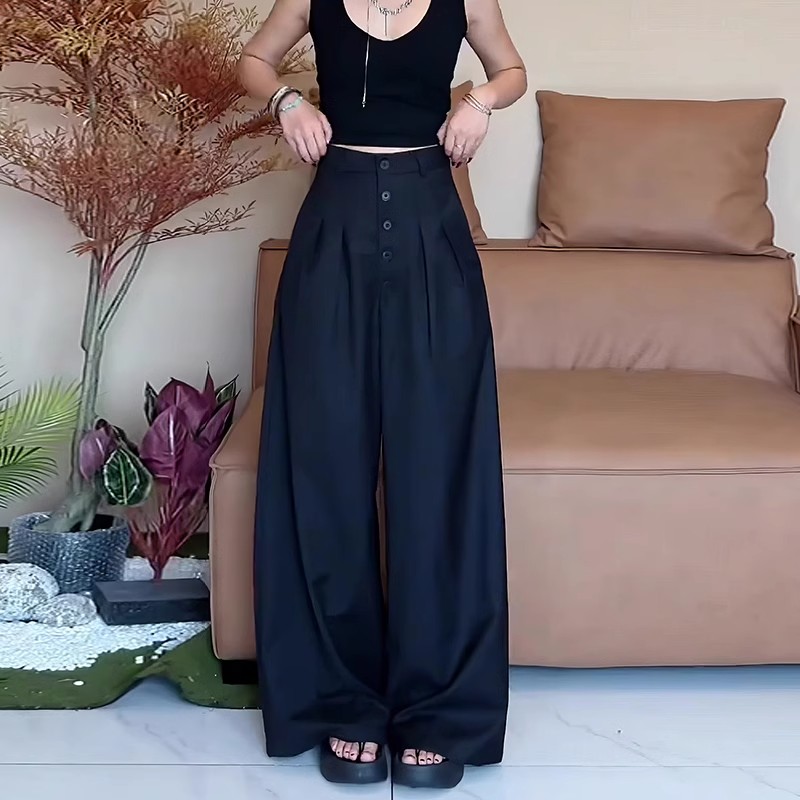 新款宽松显瘦阔腿西装裤女
