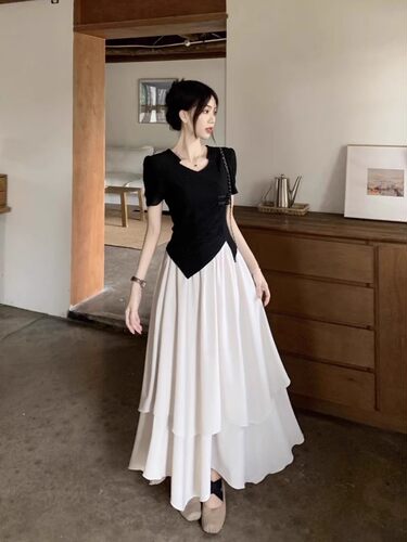 时尚不规则两件套裙子女