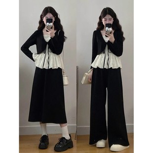 女装 秋季 假两件蕾丝上衣胖MM半身裙两件套 独特绝美漂亮小套装 大码