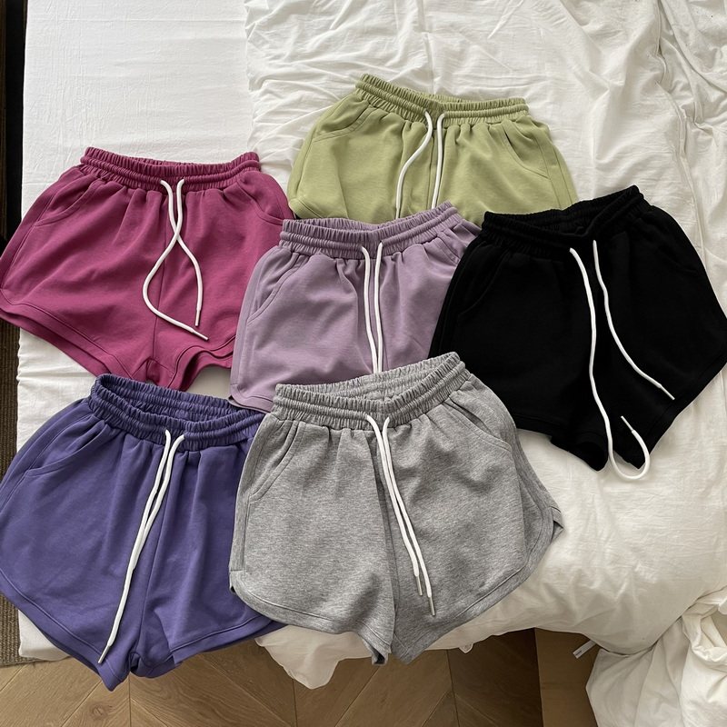 运动短裤糖果色女装休闲裤居家外穿百搭宽松显腿长高腰阔腿热裤夏