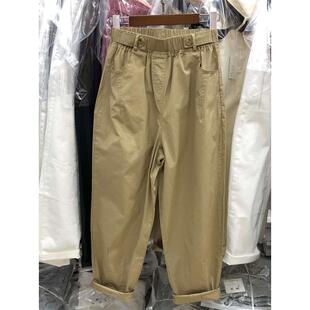 清仓捡漏专柜回撤纯棉直筒休闲九分裤女夏高腰显瘦宽松哈伦工装裤