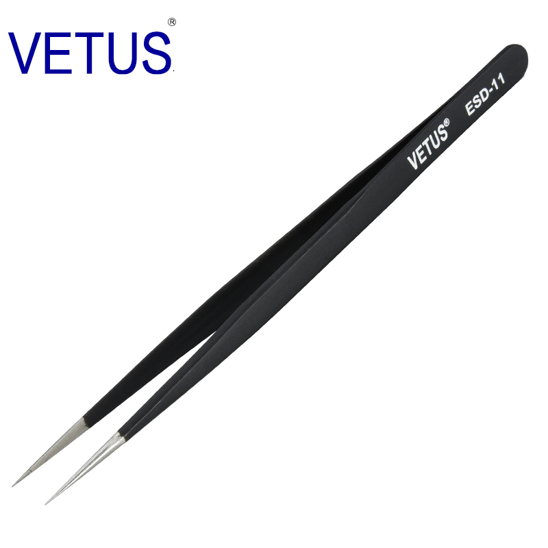 VETUS ESD防静电高精密镊子ESD-11 302不锈钢防磁防酸 钟表维修美