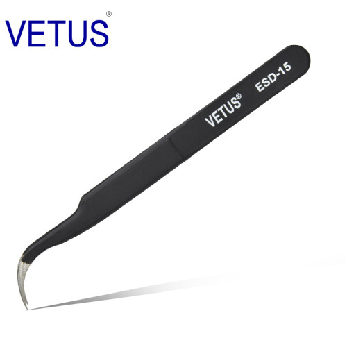 VETUS ESD防静电高精密镊子ESD-15 302不锈钢防磁防酸 钟表维修美