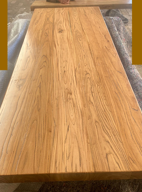 老榆木板桌面实木大板地板楼梯板吧台飘窗板茶桌书桌民宿装修材料