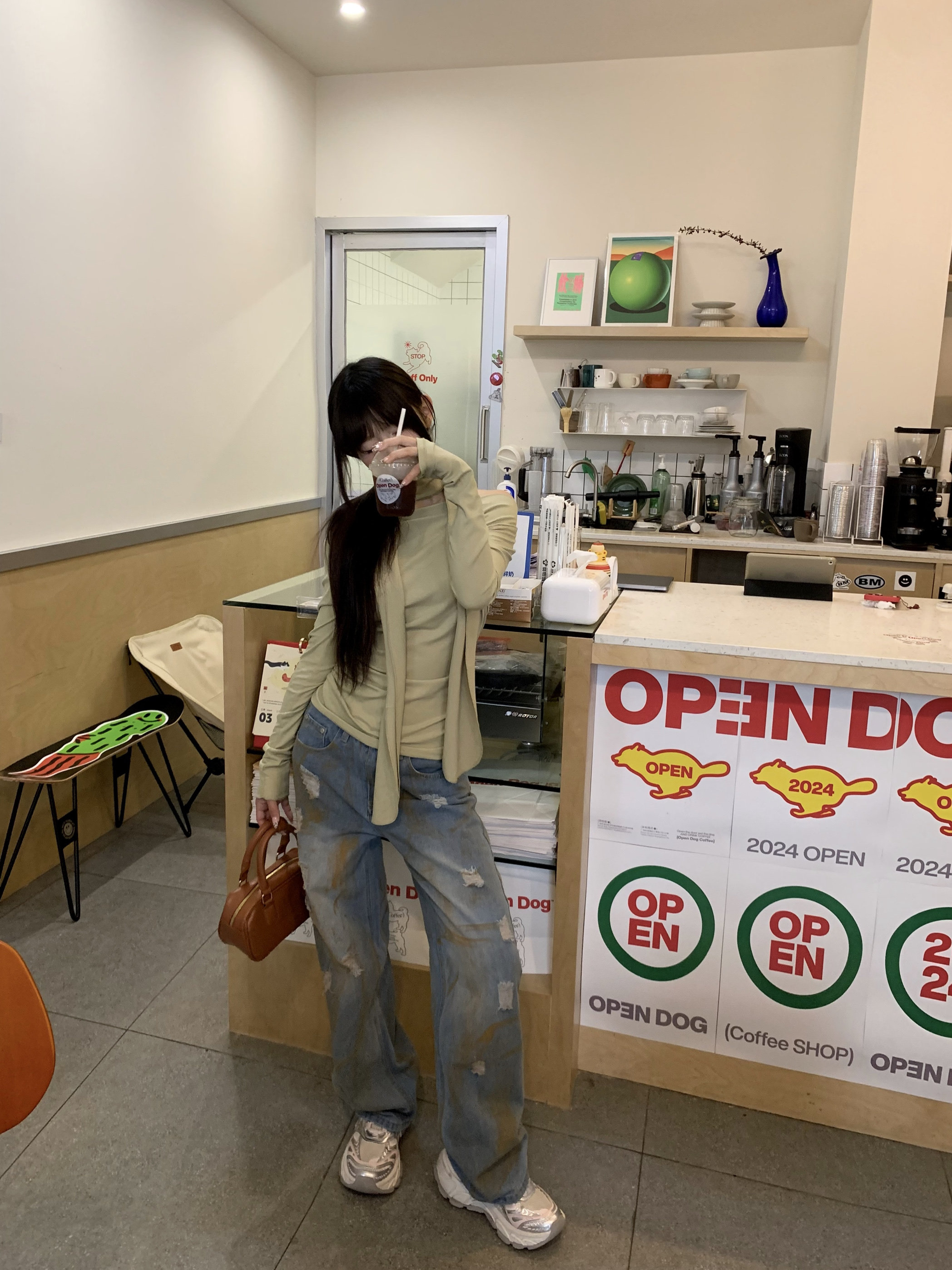 Teshop 泥染做旧脏染色洗水直筒newvintage 牛仔裤长裤