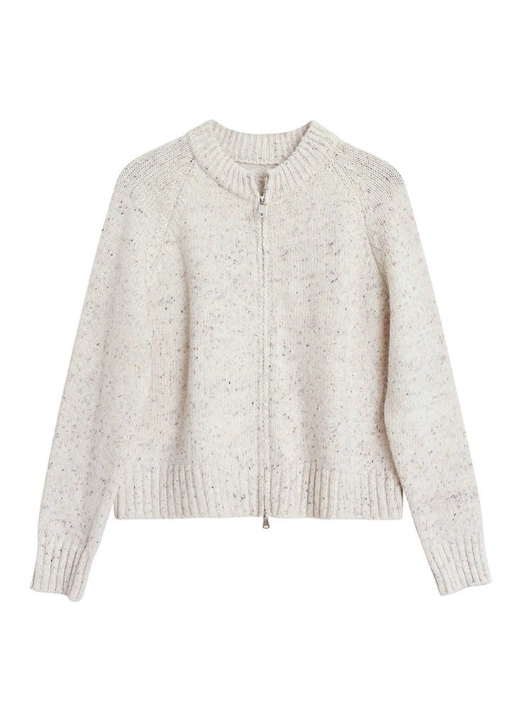 Teshop针织双拉链圆领外套