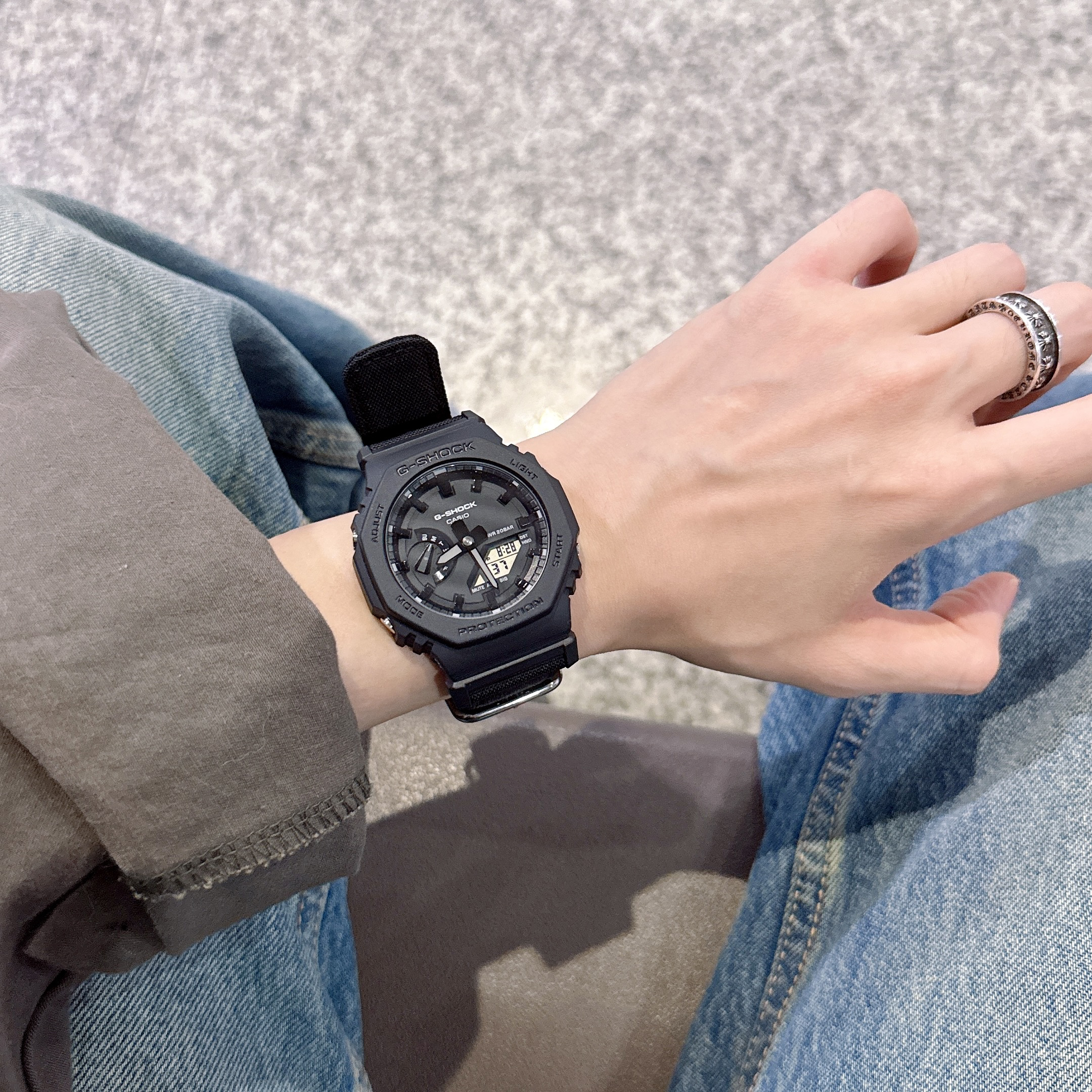 卡西欧G-SHOCK手表男农家橡树环保尼龙表带GA-2100BCE/5600/700