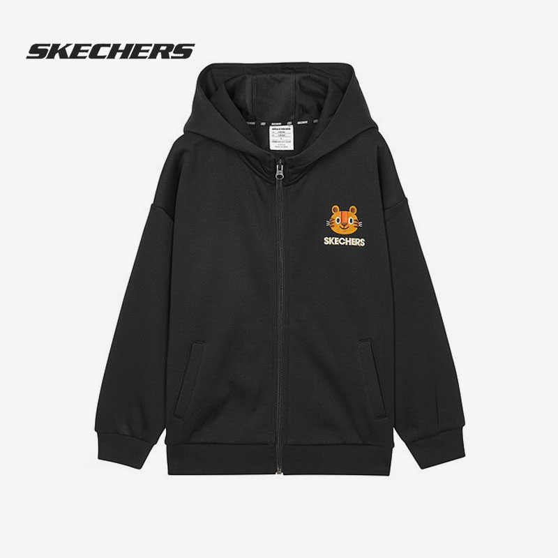 Skechers/斯凯奇正品2022新款春季大童加绒连帽外套L122K095