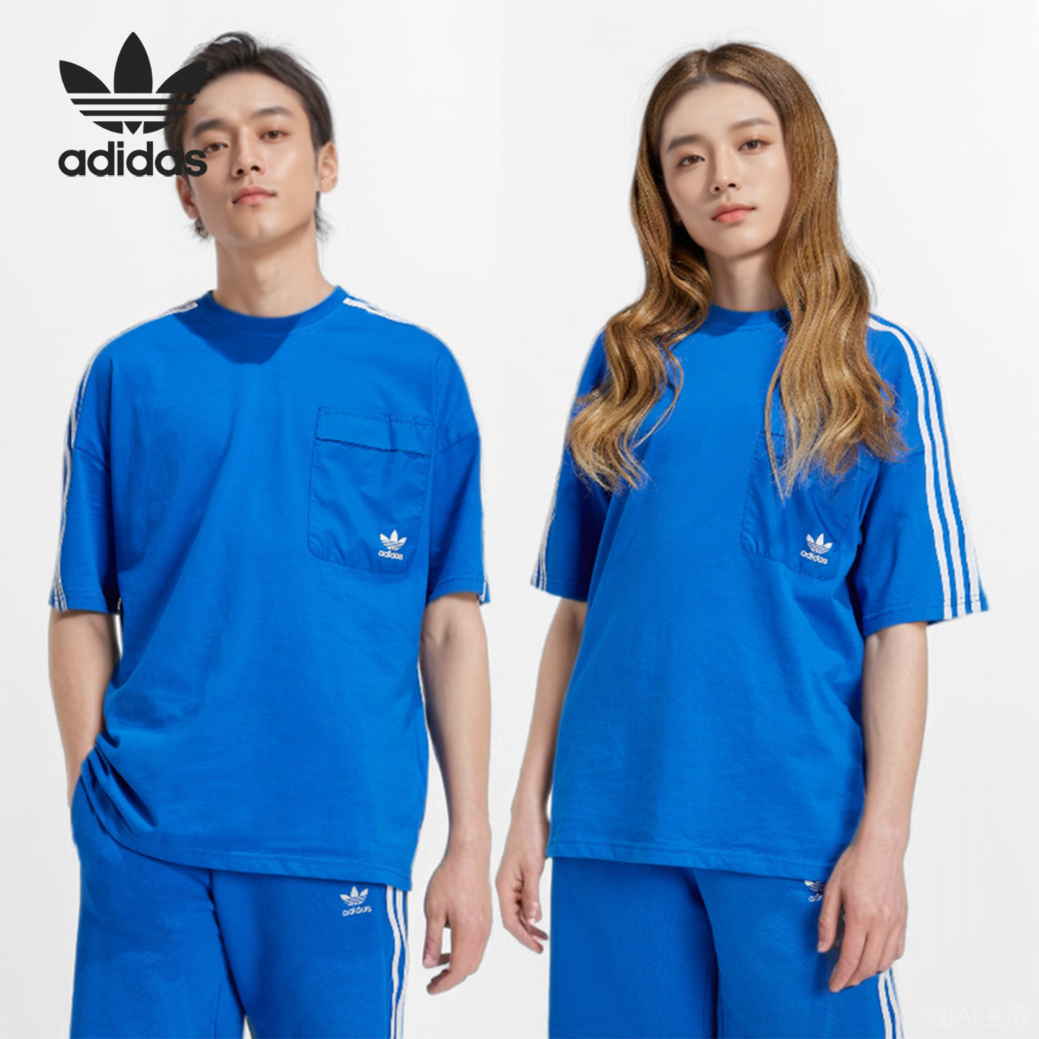 阿迪达斯大童圆领运动休闲短袖