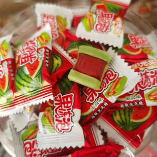 8090儿时怀旧零食糖果小光头果冻泡西瓜味泡泡糖桶装网红休闲零食