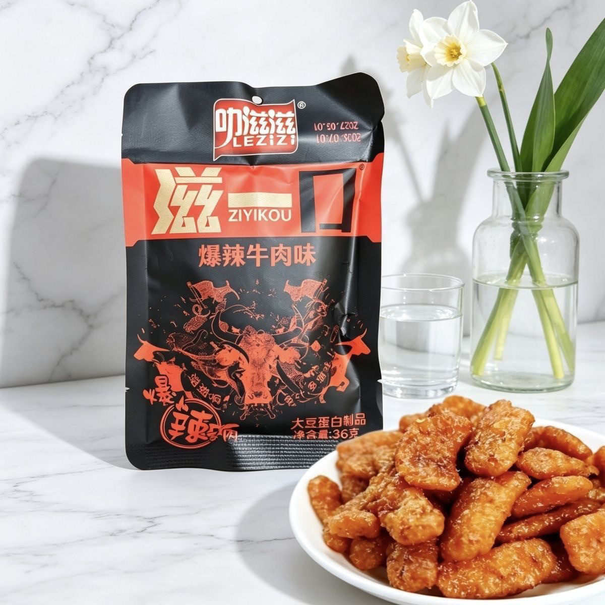 滋一口韩式牛肉味8090童年怀旧网红休闲解馋零食爆辣牛肉味辣条