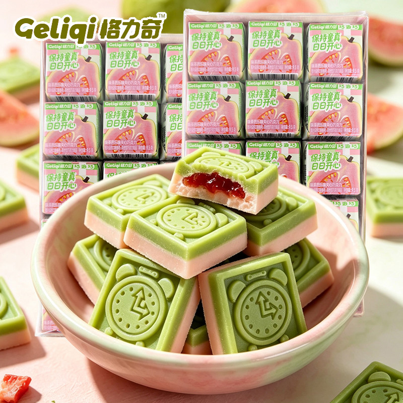 格力奇抹茶芭乐味可可脂夹心巧克力方块休闲下午茶解馋零食糖果