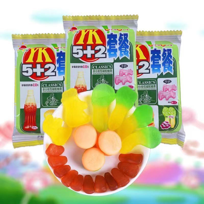 优卡5+2套餐凝胶糖果8090后儿时解馋糖果怀旧童年QQ糖好吃软糖