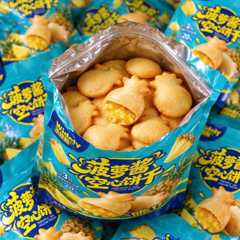 永得利菠萝酱空心饼干办公室充饥解馋零食菠萝造型夹心饼干小包装
