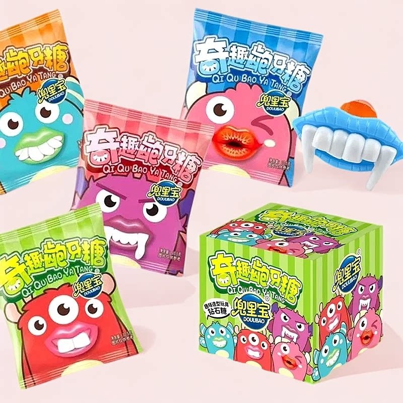 龅牙糖嘴巴糖牙齿糖网红小孩高颜值搞怪小朋友大嘴巴糖儿童糖果