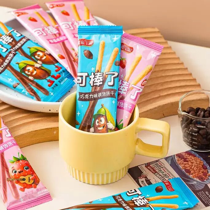 便携袋装手指涂层饼干两种口味夏日甜品装饰休闲零食两用高颜值