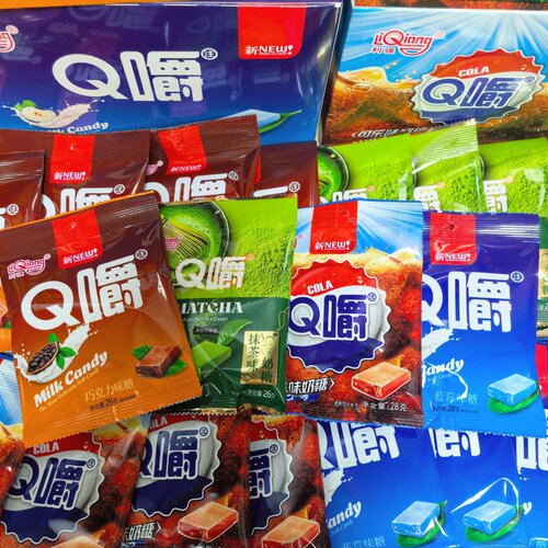 Q嚼奶糖水果味童年怀旧办公室解馋零食休闲小吃多口味糖果蓝莓味