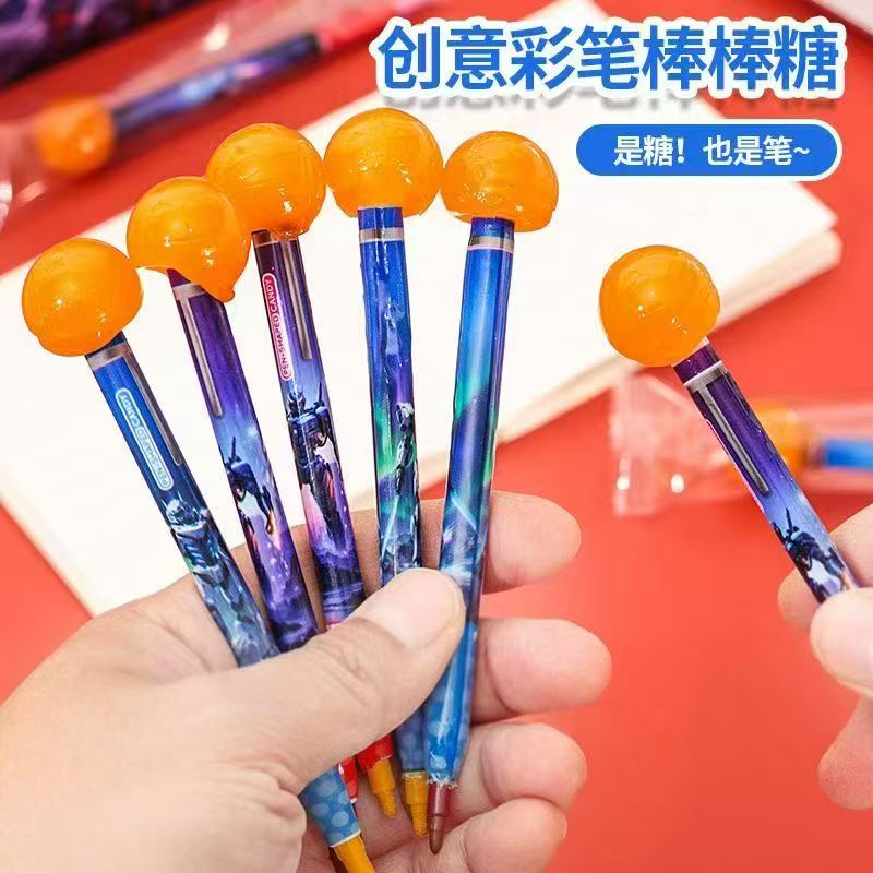 笔形机甲棒棒糖童年随机彩绘画笔能吃能玩网红糖果校园超市