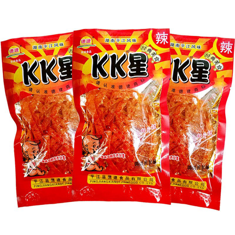 德建kk星辣条超辣变态辣辣片怀旧校园五毛钱面筋小吃湖南麻辣零食