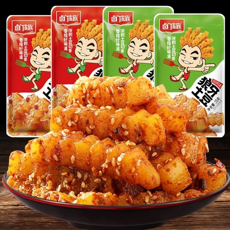 卤门家族片烧烤味麻辣味狼牙土豆即食小吃学生休闲解馋食品便携装