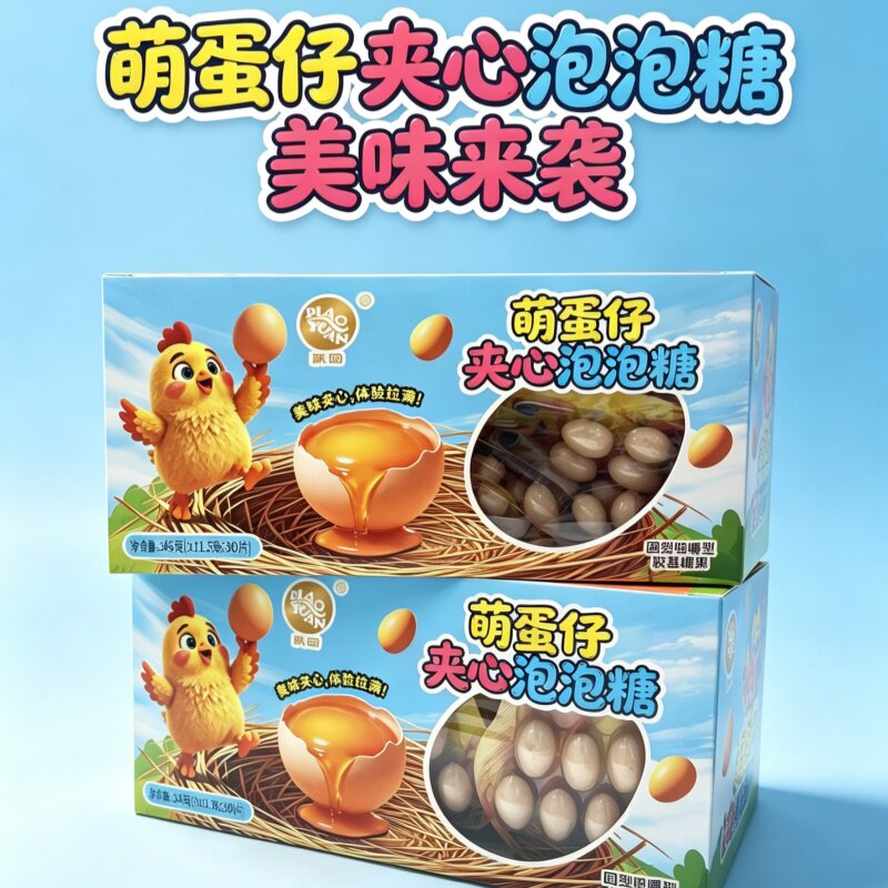 网红夹心口香糖儿童校园创意萌蛋仔夹心泡泡糖解馋零食混合水果味
