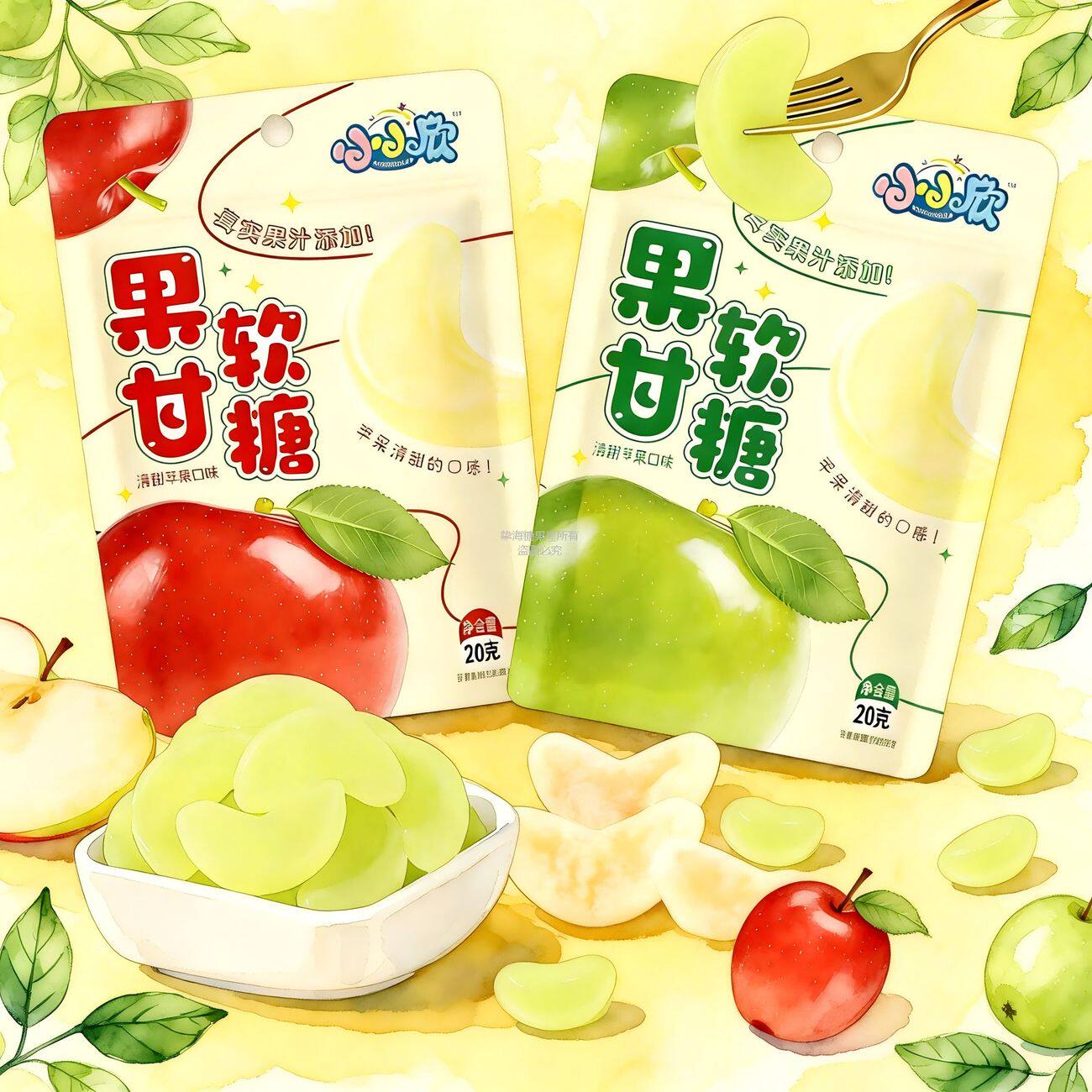 果甘青苹果味水果味软糖 20g小包糖果解馋小零食