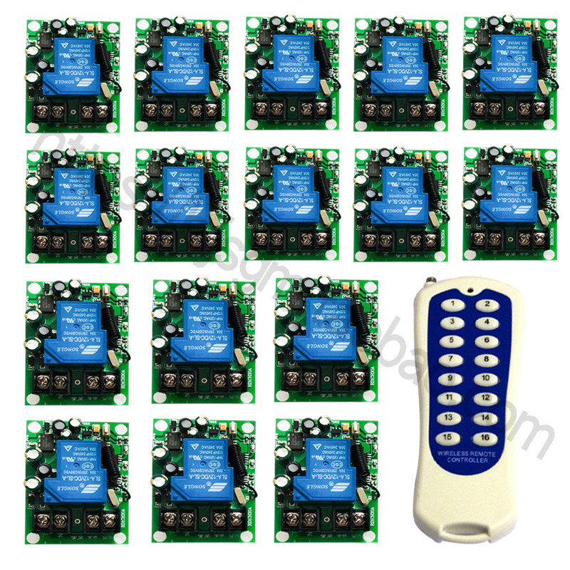 一拖十六16路无线遥控开关DC24V36V48V110V220V灯具电机电池阀遥