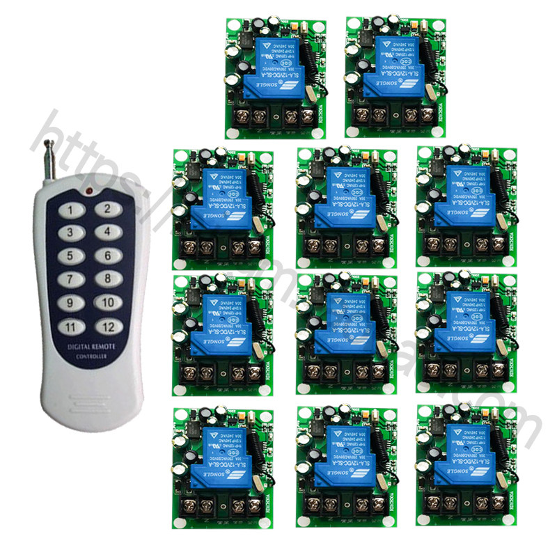 220V30A无线遥控开关大功率一拖11路分体灯具水泵控制器3000W
