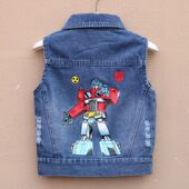 宝宝大中小童单坎肩背心 男童装 儿童牛仔马甲男孩2026春秋新款 薄款