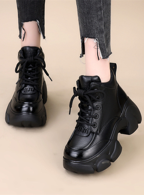 小个子增高厚底马丁靴女2025秋冬新款英伦风短靴显脚小单靴小码34