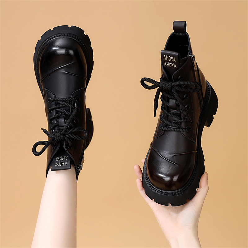 显瘦英伦风厚底马丁靴女2025秋冬季新款百搭舒适软底单靴时尚短靴