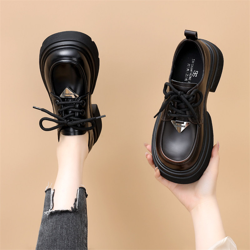 厚底黑色小皮鞋女欧货秋季新款系带英伦风小个子百搭乐福鞋女单鞋,女鞋,乐福鞋（豆豆鞋）,淘宝优惠券,粉丝福利购,淘宝优惠卷