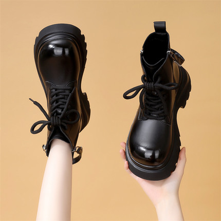 欧货厚底马丁靴女2025新款秋冬英伦风网红小个子增高7cm短靴单靴