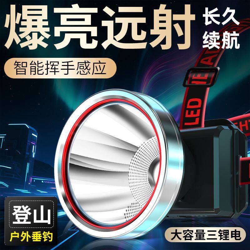 P90头灯充电2025新款强光超亮头戴式户外登山钓鱼专用夜钓长续航