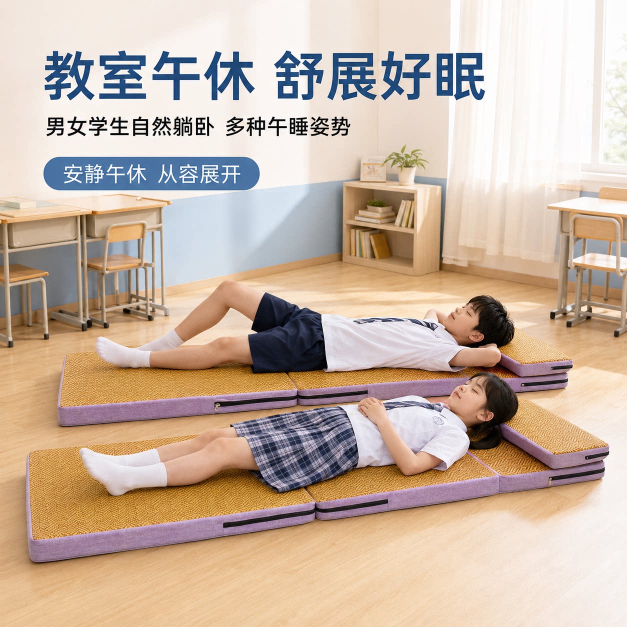 LUKASUN麻布午休垫透气藤席学校办公室宿舍午休舒适防滑午休垫