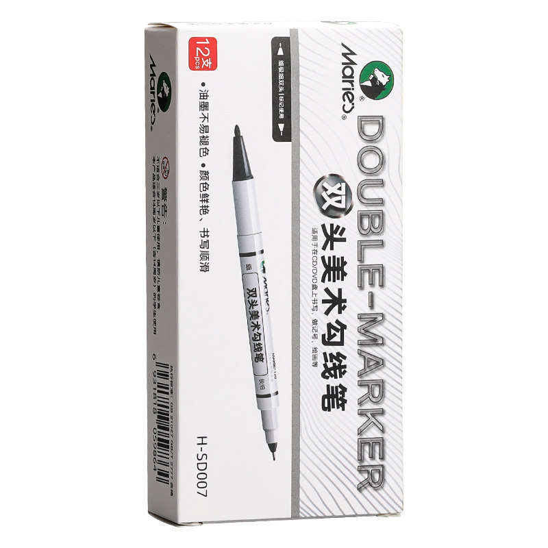 MARLEY 양방향 마커 펜 검정 방수 및 내유성 변색되지 않는 유성 대형 서명 펜 건설 현장 후크 라인 펜 후크