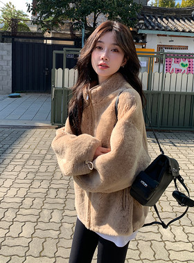 高级设计感加厚羊羔毛女外套