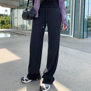 女显瘦微喇叭直筒阔腿运动裤 休闲裤 子 stevens黑色弹力鲨鱼裤 alex