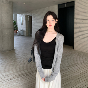 alex stevens超百搭薄款针织开衫女春夏慵懒空调短款外搭坎肩外套