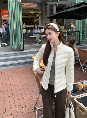 alex stevens立领短款排骨羽绒服女冬季设计感轻薄90白鸭绒外套