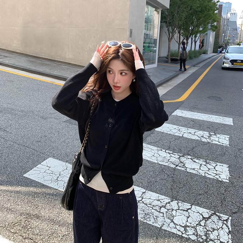 显瘦针织早春秋款女士羊毛小开衫